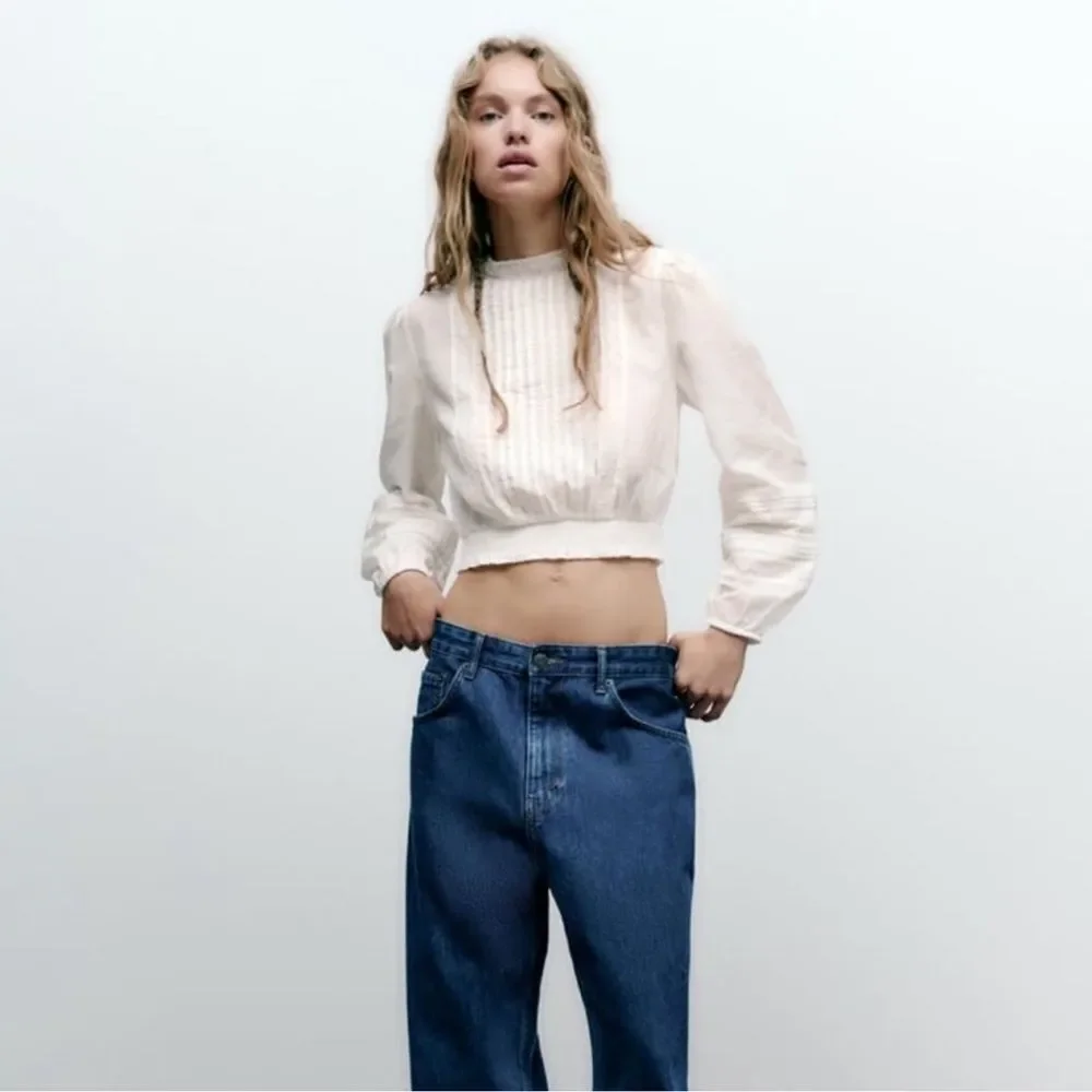 Zara cotton viscose blend long sleeve top